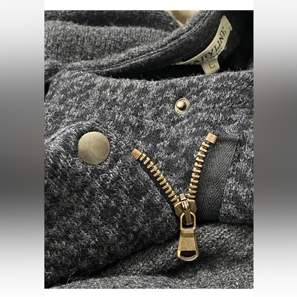 Maryline Cardigan Women L Sweater Moto Zipper Gray Black Wool Blend Mixed Media - Picture 5 of 11